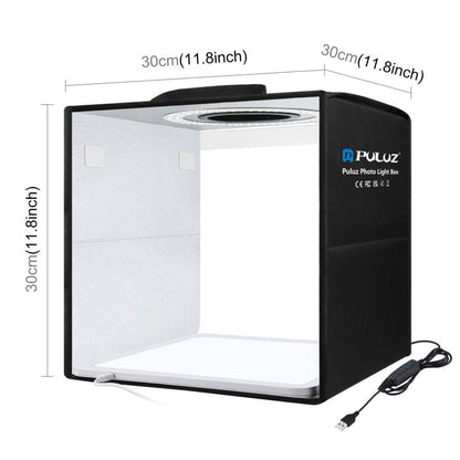PULUZ 30 ซม.พับแหวนแสงภาพสตูดิโอถ่ายภาพเต็นท์กล่อง Shadowless Light PANEL, 30cm Box + Shadowless Light