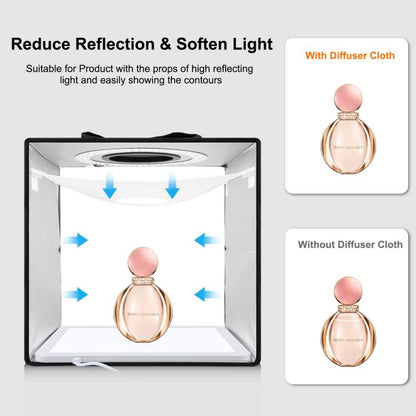 PULUZ 30 ซม.พับแหวนแสงภาพสตูดิโอถ่ายภาพเต็นท์กล่อง Shadowless Light PANEL, 30cm Box + Shadowless Light