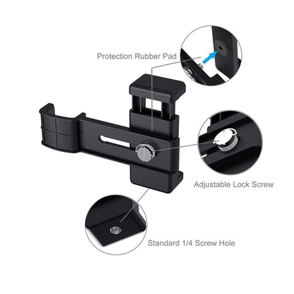 PULUZ สมาร์ทโฟน Fixing Clamp 1/4 นิ้วผู้ถือ Mount Bracket + Grip พับขาตั้งกล้องชุดสำหรับ DJI OSMO กระเป๋า / กระเป๋า 2, Clamp+Tripod