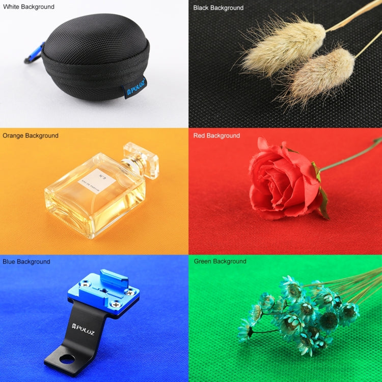 6 ชิ้น PULUZ พื้นหลังสตูดิโอถ่ายภาพแบบพับได้ 6 สี (ดำ, ขาว, แดง, น้ำเงิน, ส้ม, เขียว) ขนาด: 80 ซม. x 40 ซม., Size: 80cm x 40cm (6 Colors)