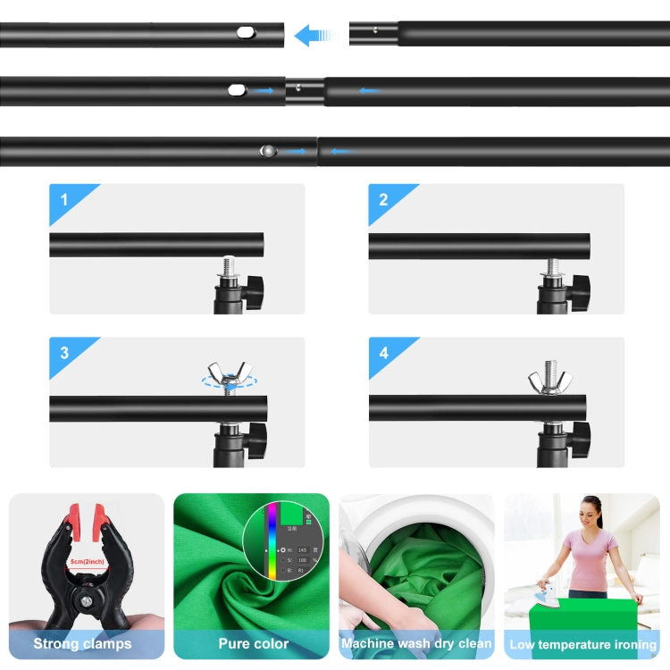 PULUZ 2x2m Photo Studio พื้นหลังสนับสนุนฉากหลังคานยึดชุดสีแดง/สีฟ้า/สีเขียวฉากหลัง, 2 x 2m(double stands)