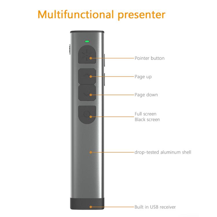 Doosl DSIT032 2.4GHz Wireless Presenter PowerPoint Clicker Representation รีโมทคอนโทรลตัวชี้เลเซอร์สีเขียว, ระยะควบคุม: 100 ม., Green Laser