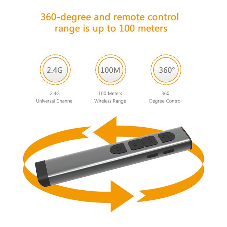 Doosl DSIT032 2.4GHz Wireless Presenter PowerPoint Clicker Representation รีโมทคอนโทรลตัวชี้เลเซอร์สีเขียว, ระยะควบคุม: 100 ม., Green Laser