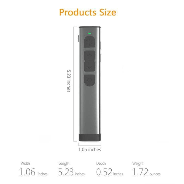 Doosl DSIT032 2.4GHz Wireless Presenter PowerPoint Clicker Representation รีโมทคอนโทรลตัวชี้เลเซอร์สีเขียว, ระยะควบคุม: 100 ม., Green Laser