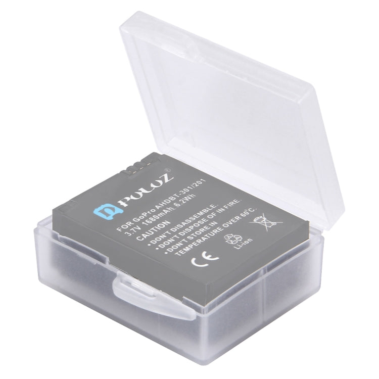 PULUZ กล่องเก็บแบตเตอรี่ใสพลาสติกแข็ง (สำหรับแบตเตอรี่ GoPro HERO4), AHDBT-301/201, AHDBT-401