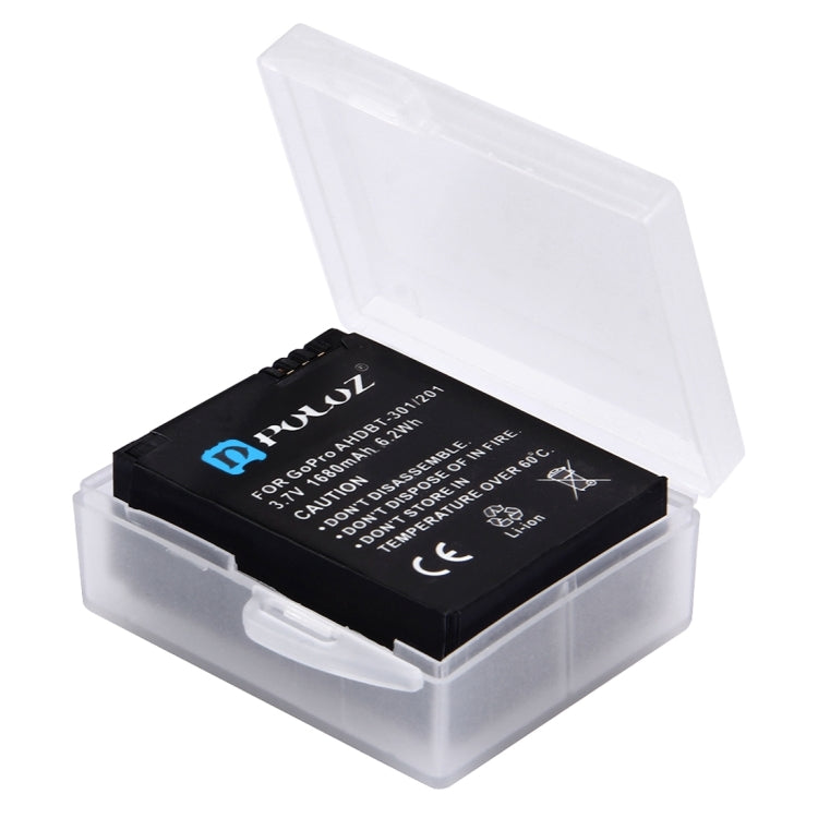 PULUZ กล่องเก็บแบตเตอรี่ใสพลาสติกแข็ง (สำหรับแบตเตอรี่ GoPro HERO4), AHDBT-301/201, AHDBT-401