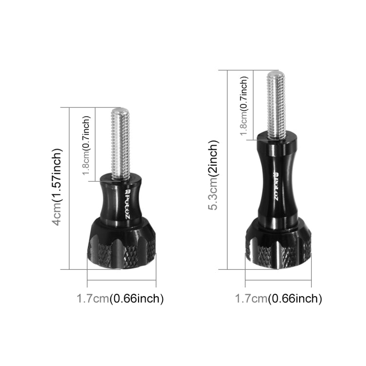 PULUZ CNC อลูมิเนียมนิ้วหัวแม่มือลูกบิดสแตนเลสสายฟ้าน็อตสกรูชุดสำหรับ GoPro Hero11 สีดำ / HERO10 สีดำ / HERO9 สีดำ / HERO8 สีดำ / 7/6/5/5 เซสชัน / 4 เซสชัน / 4/3+ / 3/2/1, DJI Osmo Action, Xiaoyi และกล้องแอคชั่นอื่นๆ, 2 Black Screws (Aluminum)         ...