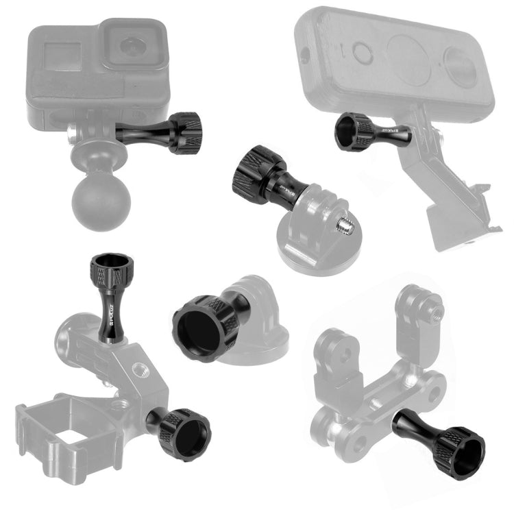 PULUZ CNC อลูมิเนียมนิ้วหัวแม่มือลูกบิดสแตนเลสสายฟ้าน็อตสกรูชุดสำหรับ GoPro Hero11 สีดำ / HERO10 สีดำ / HERO9 สีดำ / HERO8 สีดำ / 7/6/5/5 เซสชัน / 4 เซสชัน / 4/3+ / 3/2/1, DJI Osmo Action, Xiaoyi และกล้องแอคชั่นอื่นๆ, 2 Black Screws (Aluminum)         ...