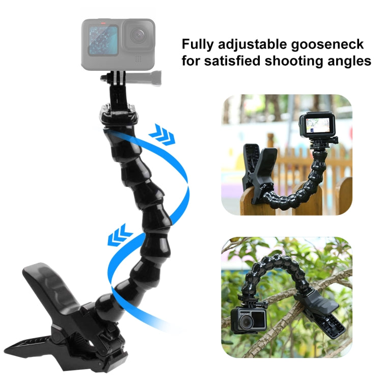 PULUZ แอคชั่นกล้องกีฬา Jaws Flex Clamp Mount สำหรับ GoPro Hero11 Black / HERO10 Black / 9 Black / 8 Black / 7/6/5/5 เซสชัน / 4 เซสชัน / 4/3+ / 3/2/1, DJI Osmo Action และอื่น ๆกล้องแอ็คชั่น, Jaws Mount