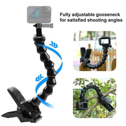 PULUZ แอคชั่นกล้องกีฬา Jaws Flex Clamp Mount สำหรับ GoPro Hero11 Black / HERO10 Black / 9 Black / 8 Black / 7/6/5/5 เซสชัน / 4 เซสชัน / 4/3+ / 3/2/1, DJI Osmo Action และอื่น ๆกล้องแอ็คชั่น, Jaws Mount