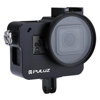 PULUZ ตัวเรือนเชลล์ CNC อลูมิเนียมอัลลอยด์กรงป้องกันพร้อมกรอบประกันและเลนส์ UV 52 มม. สำหรับ GoPro HERO (2018) / 7 สีดำ / 6/5, For HERO6 /5 Pull Frame, For HERO5 Pull Frame