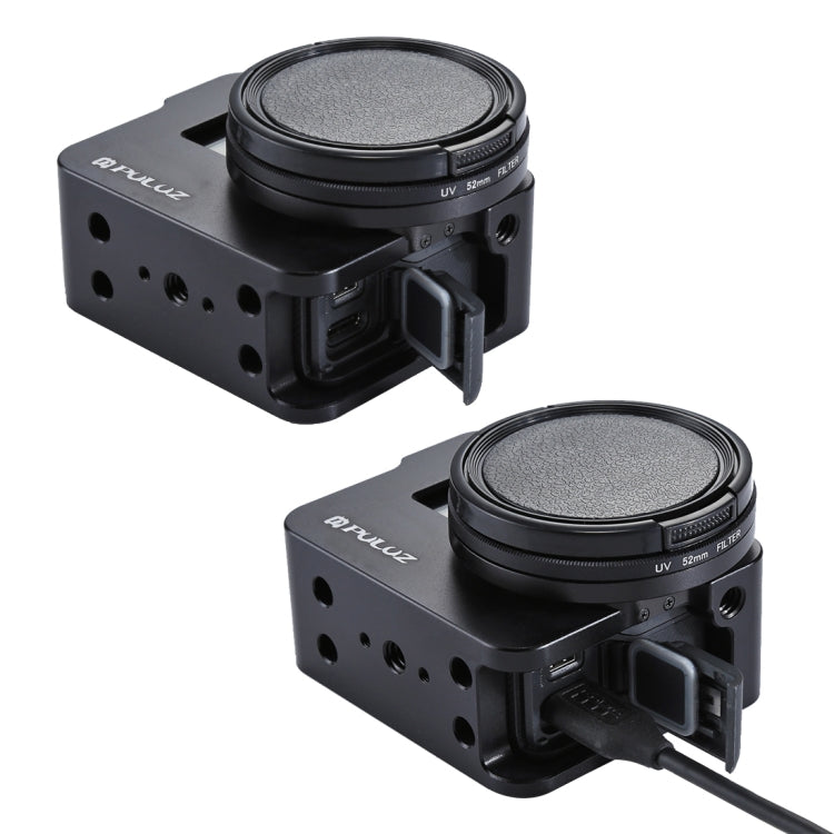 PULUZ ตัวเรือนเชลล์ CNC อลูมิเนียมอัลลอยด์กรงป้องกันพร้อมกรอบประกันและเลนส์ UV 52 มม. สำหรับ GoPro HERO (2018) / 7 สีดำ / 6/5, For HERO6 /5 Pull Frame, For HERO5 Pull Frame