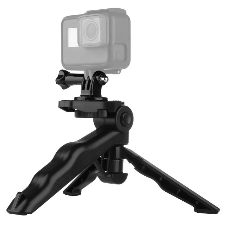 PULUZ Grip ขาตั้งกล้องแบบพับได้พร้อมอะแดปเตอร์และสกรูสำหรับ GoPro Hero11 Black / HERO10 Black / HERO9 Black / HERO8 Black / HERO7 / 6/5/5 เซสชัน / 4 เซสชัน / 4/3+ / 3/2/1, Xiaoyi และการกระทำอื่น ๆกล้องรับน้ำหนักสูงสุด: 2กก, Load Max: 2kg
