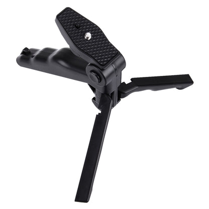 PULUZ Grip ขาตั้งกล้องแบบพับได้พร้อมอะแดปเตอร์และสกรูสำหรับ GoPro Hero11 Black / HERO10 Black / HERO9 Black / HERO8 Black / HERO7 / 6/5/5 เซสชัน / 4 เซสชัน / 4/3+ / 3/2/1, Xiaoyi และการกระทำอื่น ๆกล้องรับน้ำหนักสูงสุด: 2กก, Load Max: 2kg