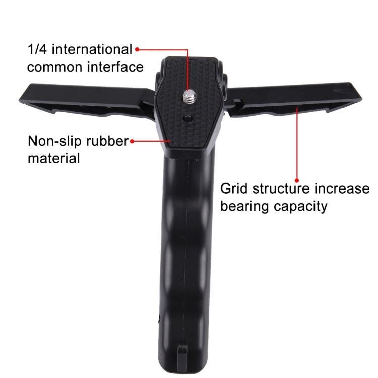 PULUZ Grip ขาตั้งกล้องแบบพับได้พร้อมอะแดปเตอร์และสกรูสำหรับ GoPro Hero11 Black / HERO10 Black / HERO9 Black / HERO8 Black / HERO7 / 6/5/5 เซสชัน / 4 เซสชัน / 4/3+ / 3/2/1, Xiaoyi และการกระทำอื่น ๆกล้องรับน้ำหนักสูงสุด: 2กก, Load Max: 2kg