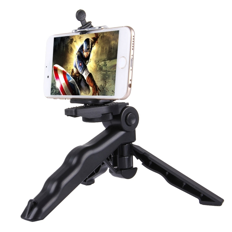 PULUZ Grip ขาตั้งกล้องแบบพับได้พร้อมอะแดปเตอร์และสกรูสำหรับ GoPro Hero11 Black / HERO10 Black / HERO9 Black / HERO8 Black / HERO7 / 6/5/5 เซสชัน / 4 เซสชัน / 4/3+ / 3/2/1, Xiaoyi และการกระทำอื่น ๆกล้องรับน้ำหนักสูงสุด: 2กก, Load Max: 2kg