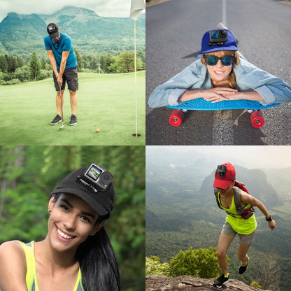 หมวกเบสบอล PULUZ พร้อม J-Hook Buckle Mount & Screw สำหรับ GoPro, DJI OSMO Action และกล้องแอคชั่นอื่น ๆ, Baseball Hat Black Color, Baseball Hat Red Color, Baseball Hat Dark Blue Color