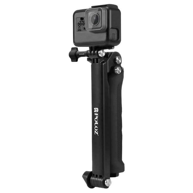 PULUZ 3-Way Grip ขาตั้งกล้องแบบพับได้ Selfiestick Monopod สำหรับ GoPro, Insta360 ONE R, DJI Osmo Action และกล้องแอ็คชั่นอื่น ๆ ความยาว: 20-58 ซม., Length: 20-58cm