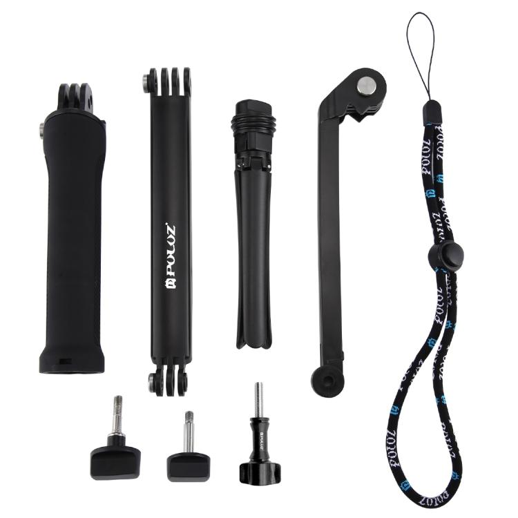 PULUZ 3-Way Grip ขาตั้งกล้องแบบพับได้ Selfiestick Monopod สำหรับ GoPro, Insta360 ONE R, DJI Osmo Action และกล้องแอ็คชั่นอื่น ๆ ความยาว: 20-58 ซม., Length: 20-58cm