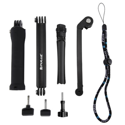 PULUZ 3-Way Grip ขาตั้งกล้องแบบพับได้ Selfiestick Monopod สำหรับ GoPro, Insta360 ONE R, DJI Osmo Action และกล้องแอ็คชั่นอื่น ๆ ความยาว: 20-58 ซม., Length: 20-58cm