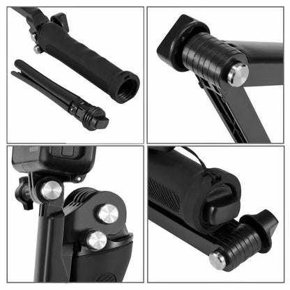PULUZ 3-Way Grip ขาตั้งกล้องแบบพับได้ Selfiestick Monopod สำหรับ GoPro, Insta360 ONE R, DJI Osmo Action และกล้องแอ็คชั่นอื่น ๆ ความยาว: 20-58 ซม., Length: 20-58cm