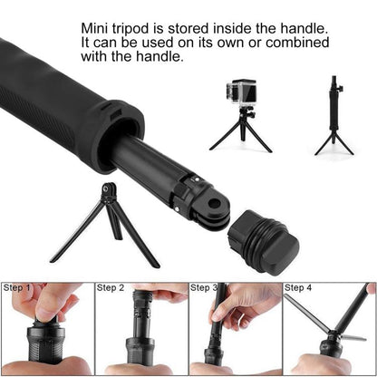 PULUZ 3-Way Grip ขาตั้งกล้องแบบพับได้ Selfiestick Monopod สำหรับ GoPro, Insta360 ONE R, DJI Osmo Action และกล้องแอ็คชั่นอื่น ๆ ความยาว: 20-58 ซม., Length: 20-58cm