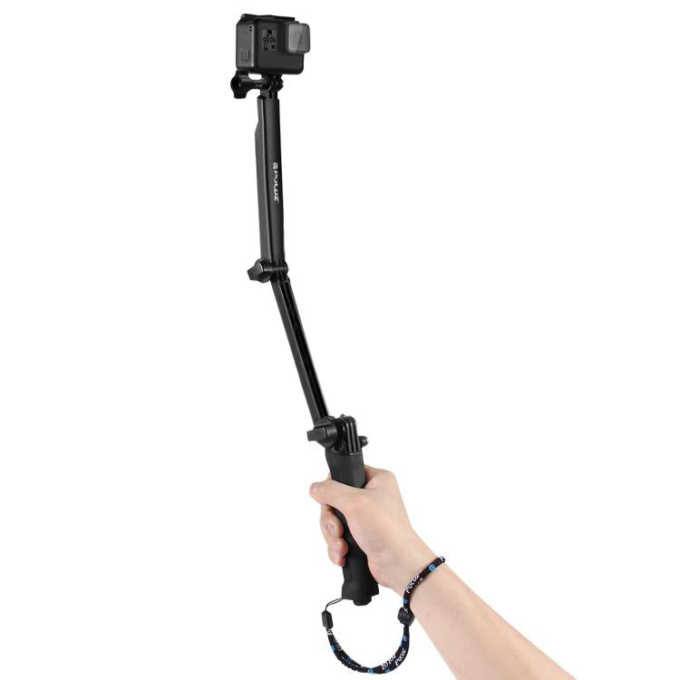 PULUZ 3-Way Grip ขาตั้งกล้องแบบพับได้ Selfiestick Monopod สำหรับ GoPro, Insta360 ONE R, DJI Osmo Action และกล้องแอ็คชั่นอื่น ๆ ความยาว: 20-58 ซม., Length: 20-58cm