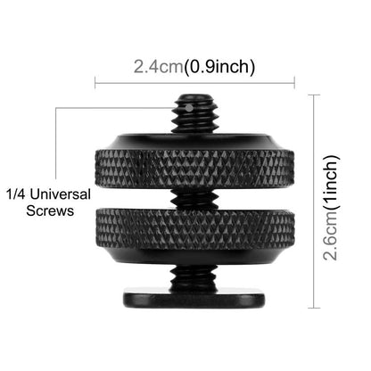PULUZ อะแดปเตอร์สกรูเสริมรองเท้าร้อน 1/4 นิ้วพร้อมน็อตคู่สำหรับกล้อง DSLR, GoPro HERO10 Black / HERO9 Black / HERO8 Black / HERO7 / 6/5/5 เซสชัน / 4 เซสชัน / 4/3+ / 3/2/1,Xiaoyi และกล้องแอคชั่นอื่นๆ, Double Nut