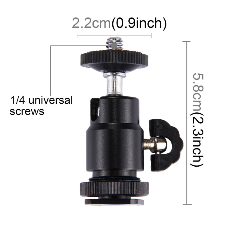PULUZ หัวขาตั้งกล้องรองเท้าเย็น 1/4 นิ้วหัวสกรูขาตั้งกล้องพร้อมล็อค, Hot Shoe Tripod Head