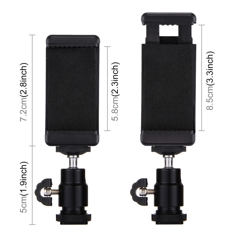 PULUZ 1/4 นิ้วขาตั้งกล้องรองเท้าร้อน + ขาตั้งขาตั้งกล้องสำหรับ iPhone, Samsung, Huawei, HTC, 5.5 ซม. - สมาร์ทโฟนความกว้าง 8 ซม., Tripod Head + Stand Clamp