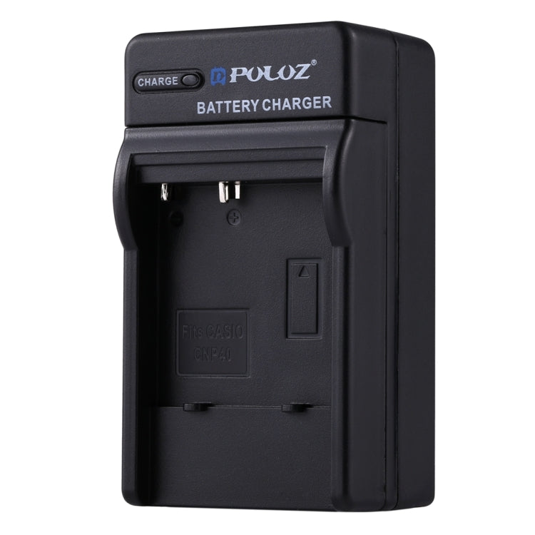 เครื่องชาร์จแบตเตอรี่แบบเสียบ PULUZ EU พร้อมสายเคเบิลสำหรับแบตเตอรี่ CASIO CNP40, CNP40 EU Plug