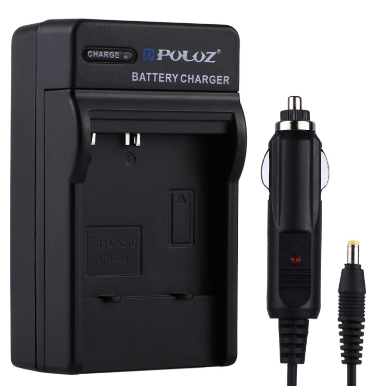 เครื่องชาร์จแบตเตอรี่กล้องดิจิตอล PULUZ สำหรับแบตเตอรี่ CASIO CNP40, CNP40 Car Charger
