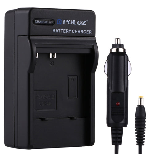 เครื่องชาร์จแบตเตอรี่กล้องดิจิตอล PULUZ สำหรับแบตเตอรี่ CASIO CNP40, CNP40 Car Charger