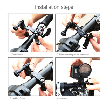 PULUZ การหมุน 360 องศาจักรยานอลูมิเนียมแฮนด์อะแดปเตอร์เมาท์พร้อมสกรูสำหรับ GoPro Hero11 สีดำ / HERO10 สีดำ / 9 สีดำ / 8 สีดำ / 7/6/5/5 เซสชัน / 4 เซสชัน / 4/3+ / 3/2/1, DJI Osmoกล้องแอคชั่นและกล้องแอคชั่นอื่นๆ, Handlebar Adapter Mount 2