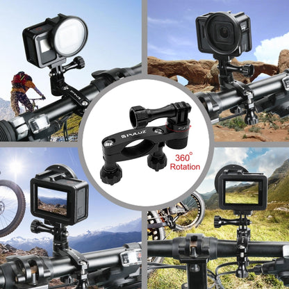 PULUZ การหมุน 360 องศาจักรยานอลูมิเนียมแฮนด์อะแดปเตอร์เมาท์พร้อมสกรูสำหรับ GoPro Hero11 สีดำ / HERO10 สีดำ / 9 สีดำ / 8 สีดำ / 7/6/5/5 เซสชัน / 4 เซสชัน / 4/3+ / 3/2/1, DJI Osmoกล้องแอคชั่นและกล้องแอคชั่นอื่นๆ, Handlebar Adapter Mount 2