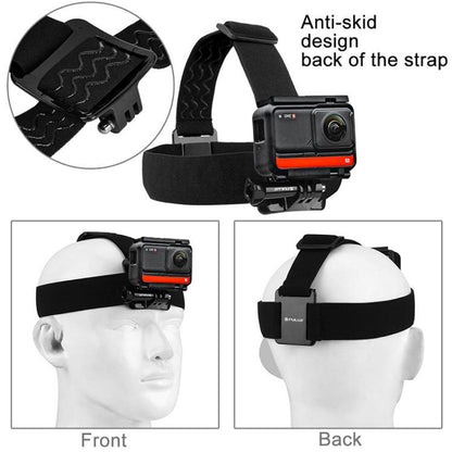 PULUZ สายรัดศีรษะแบบยืดหยุ่นสำหรับ GoPro, Insta360 ONE R, DJI Osmo Action และกล้องแอ็คชั่นอื่น ๆ, Head Strap