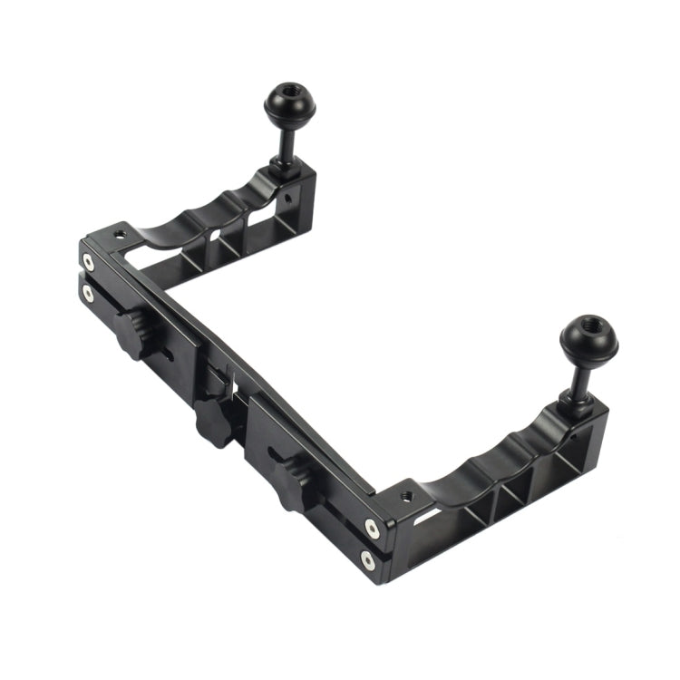 PULUZ ปรับการดำน้ำแบบ Dual มือถือ CNC อลูมิเนียมที่วางแขนโคมไฟสำหรับ GoPro Hero11 สีดำ / HERO10 สีดำ / HERO9 สีดำ / HERO8 / HERO7 / 6/5/5 เซสชัน / 4 เซสชัน / 4/3 + / 3/2/1, Insta360 ONER, DJI Osmo Action และกล้องแอคชั่นอื่นๆ, Dual Hand-held Arm Holder