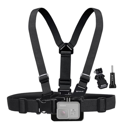 PULUZ เข็มขัดเมาท์ตัวปรับได้สายรัดหน้าอกพร้อม J Hook Mount และสกรูยาวสำหรับ GoPro Hero11 Black / HERO10 Black / HERO9 Black / HERO8 Black / HERO7 / 6/5/5 เซสชัน / 4 เซสชัน / 4/3+ / 3/2/1, Insta360 ONE R, DJI Osmo Action และกล้องแอคชั่นอื่นๆ, Chest Strap