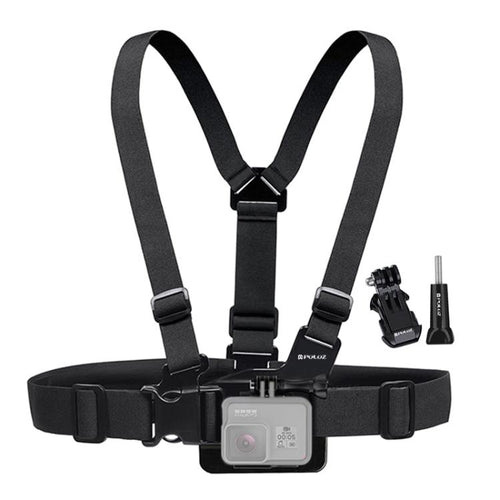 PULUZ เข็มขัดเมาท์ตัวปรับได้สายรัดหน้าอกพร้อม J Hook Mount และสกรูยาวสำหรับ GoPro Hero11 Black / HERO10 Black / HERO9 Black / HERO8 Black / HERO7 / 6/5/5 เซสชัน / 4 เซสชัน / 4/3+ / 3/2/1, Insta360 ONE R, DJI Osmo Action และกล้องแอคชั่นอื่นๆ, Chest Strap