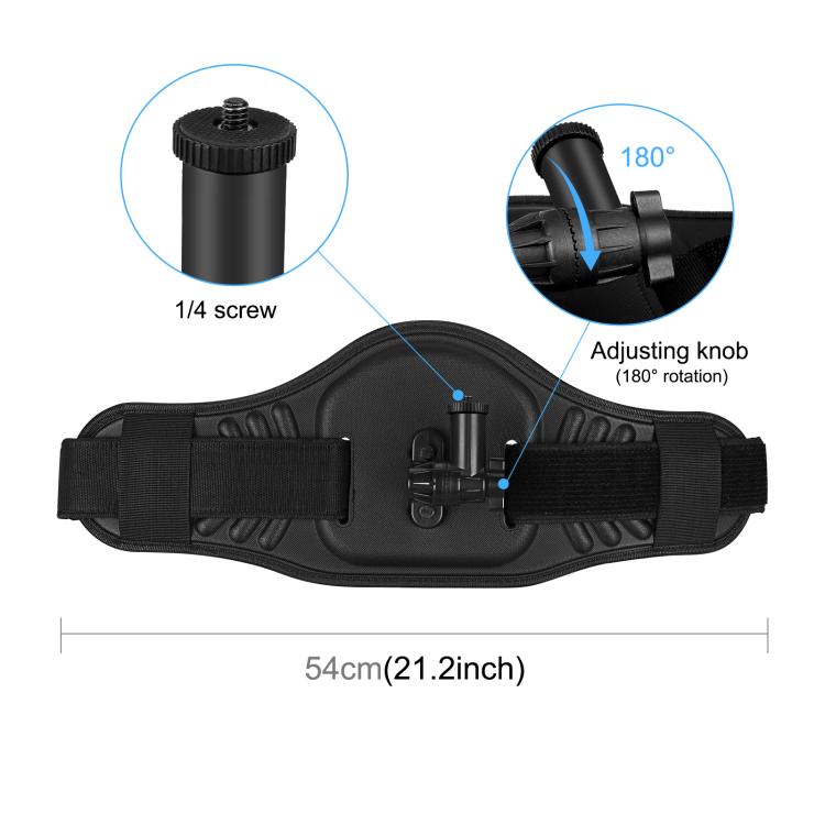 PULUZ สายรัดเข็มขัดคาดเอวสำหรับ GoPro HERO10 สีดำ / HERO9 สีดำ / HERO8 สีดำ / HERO7 / 6/5/5 เซสชัน / 4 เซสชัน / 4/3 + / 3/2/1, กระเป๋า DJI OSMO, Insta360 ONE X, Ricoh Theta S/Theta V/Theta SC36 และกล้องแอคชั่นพาโนรามาอื่นๆ, Waist Belt