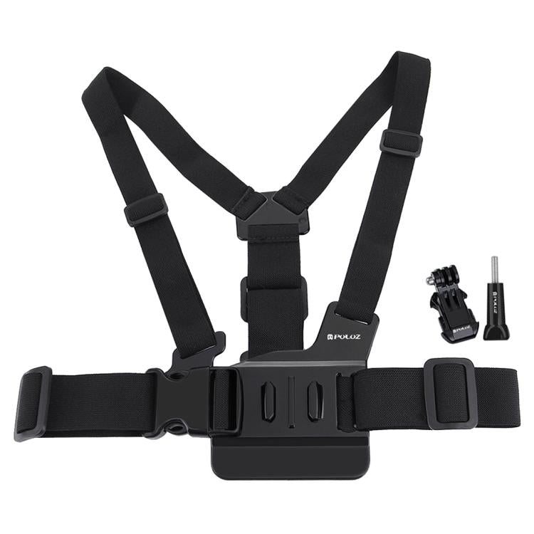 PULUZ เข็มขัดเมาท์ตัวปรับได้สายรัดหน้าอกพร้อม J Hook Mount และสกรูยาวสำหรับ GoPro Hero11 Black / HERO10 Black / HERO9 Black / HERO8 Black / HERO7 / 6/5/5 เซสชัน / 4 เซสชัน / 4/3+ / 3/2/1, Insta360 ONE R, DJI Osmo Action และกล้องแอคชั่นอื่นๆ, Chest Strap