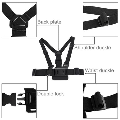 PULUZ เข็มขัดเมาท์ตัวปรับได้สายรัดหน้าอกพร้อม J Hook Mount และสกรูยาวสำหรับ GoPro Hero11 Black / HERO10 Black / HERO9 Black / HERO8 Black / HERO7 / 6/5/5 เซสชัน / 4 เซสชัน / 4/3+ / 3/2/1, Insta360 ONE R, DJI Osmo Action และกล้องแอคชั่นอื่นๆ, Chest Strap