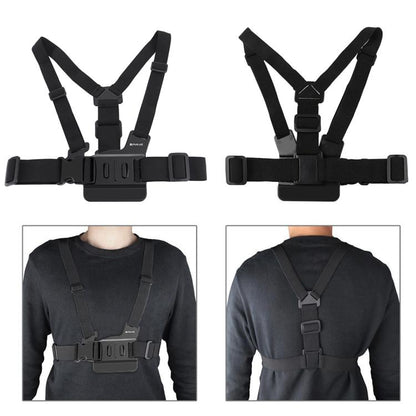 PULUZ เข็มขัดเมาท์ตัวปรับได้สายรัดหน้าอกพร้อม J Hook Mount และสกรูยาวสำหรับ GoPro Hero11 Black / HERO10 Black / HERO9 Black / HERO8 Black / HERO7 / 6/5/5 เซสชัน / 4 เซสชัน / 4/3+ / 3/2/1, Insta360 ONE R, DJI Osmo Action และกล้องแอคชั่นอื่นๆ, Chest Strap