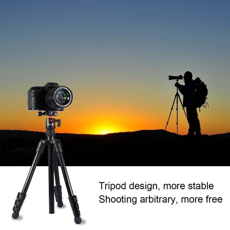 PULUZ ขาพับ 4 ส่วนขาตั้งกล้องโลหะพร้อมหัวบอล 360 องศาสำหรับกล้อง DSLR และกล้องดิจิตอลความสูงที่ปรับได้: 42-130 ซม., Adjustable Height: 42-130cm