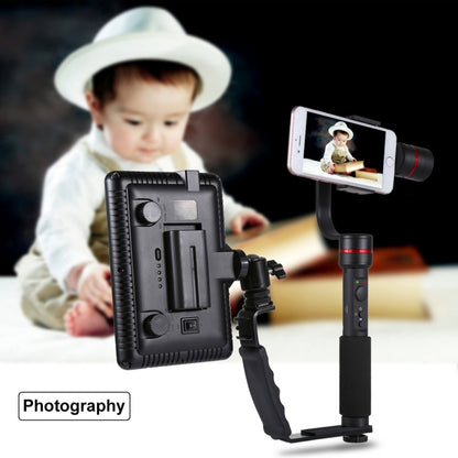 PULUZ L-Shape Bracket ที่ยึดมือถือแบบด้ามจับพร้อมที่ยึดรองเท้าเย็นสองด้านสำหรับแฟลชไฟวิดีโอ, กล้อง DSLR, Bracket