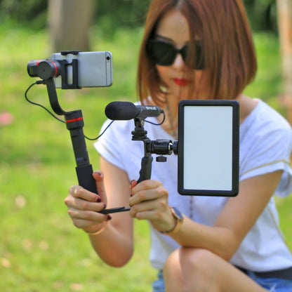PULUZ L-Shape Bracket ที่ยึดมือถือแบบด้ามจับพร้อมที่ยึดรองเท้าเย็นสองด้านสำหรับแฟลชไฟวิดีโอ, กล้อง DSLR, Bracket