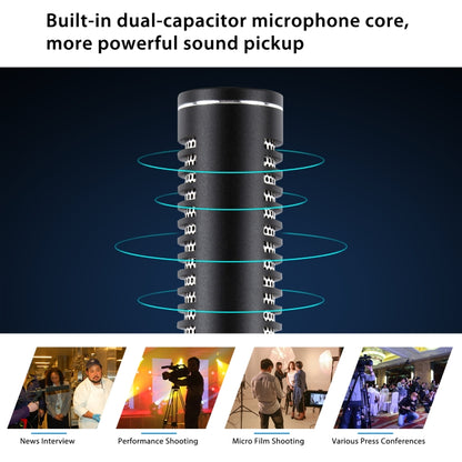 PULUZ Professional Interview Condenser วิดีโอไมโครโฟน Shotgun พร้อมสายสัญญาณเสียง 3.5 มม. สำหรับกล้อง DSLR และ DV, Microphone