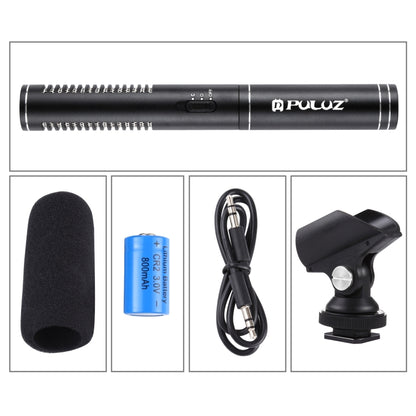PULUZ Professional Interview Condenser วิดีโอไมโครโฟน Shotgun พร้อมสายสัญญาณเสียง 3.5 มม. สำหรับกล้อง DSLR และ DV, Microphone