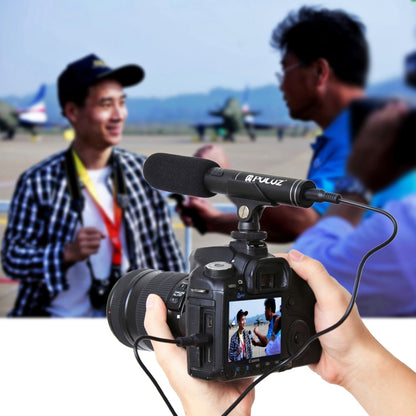 PULUZ Professional Interview Condenser วิดีโอไมโครโฟน Shotgun พร้อมสายสัญญาณเสียง 3.5 มม. สำหรับกล้อง DSLR และ DV, Microphone