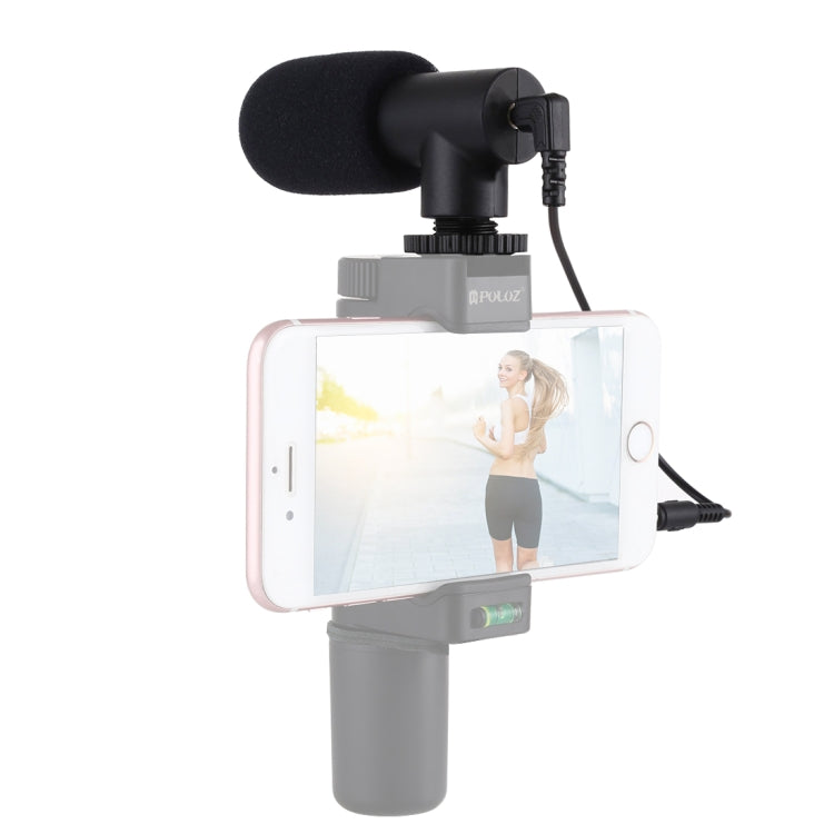 PULUZ 3.5 มม. บันทึกเสียงสเตอริโอ Vlogging ไมโครโฟนสัมภาษณ์มืออาชีพสำหรับกล้อง DSLR และ DV, สมาร์ทโฟน, Mini Microphone